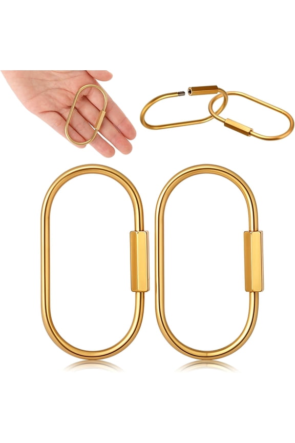 Brass Screw Lock Keychain, Durable Brass Screw Lock Clip Key Ring, Simple Style Car Keychain for Men Women Gold