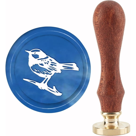 Brass Seal Stamp with Handle for DIY Scrapbooking Bird Pattern 89x30mm for DIY
