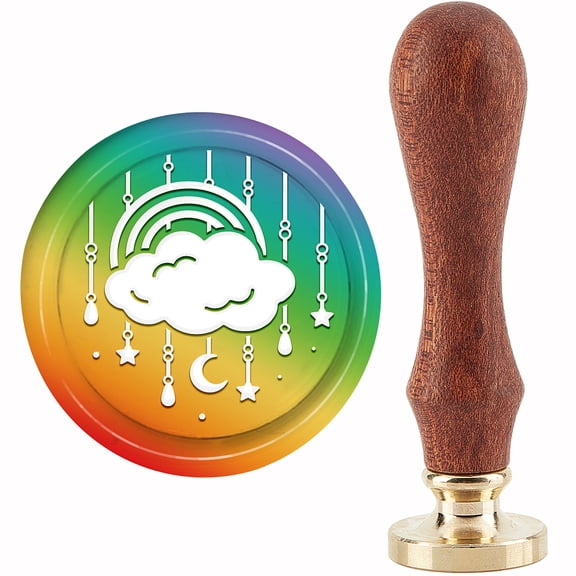 Brass Seal Stamp with Handle for DIY Scrapbooking Cloud Pattern 89x30mm