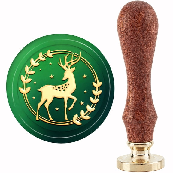 Brass Seal Stamp with Handle for DIY Scrapbooking Deer Pattern 3.5x1.18 inch(8.9x3cm)