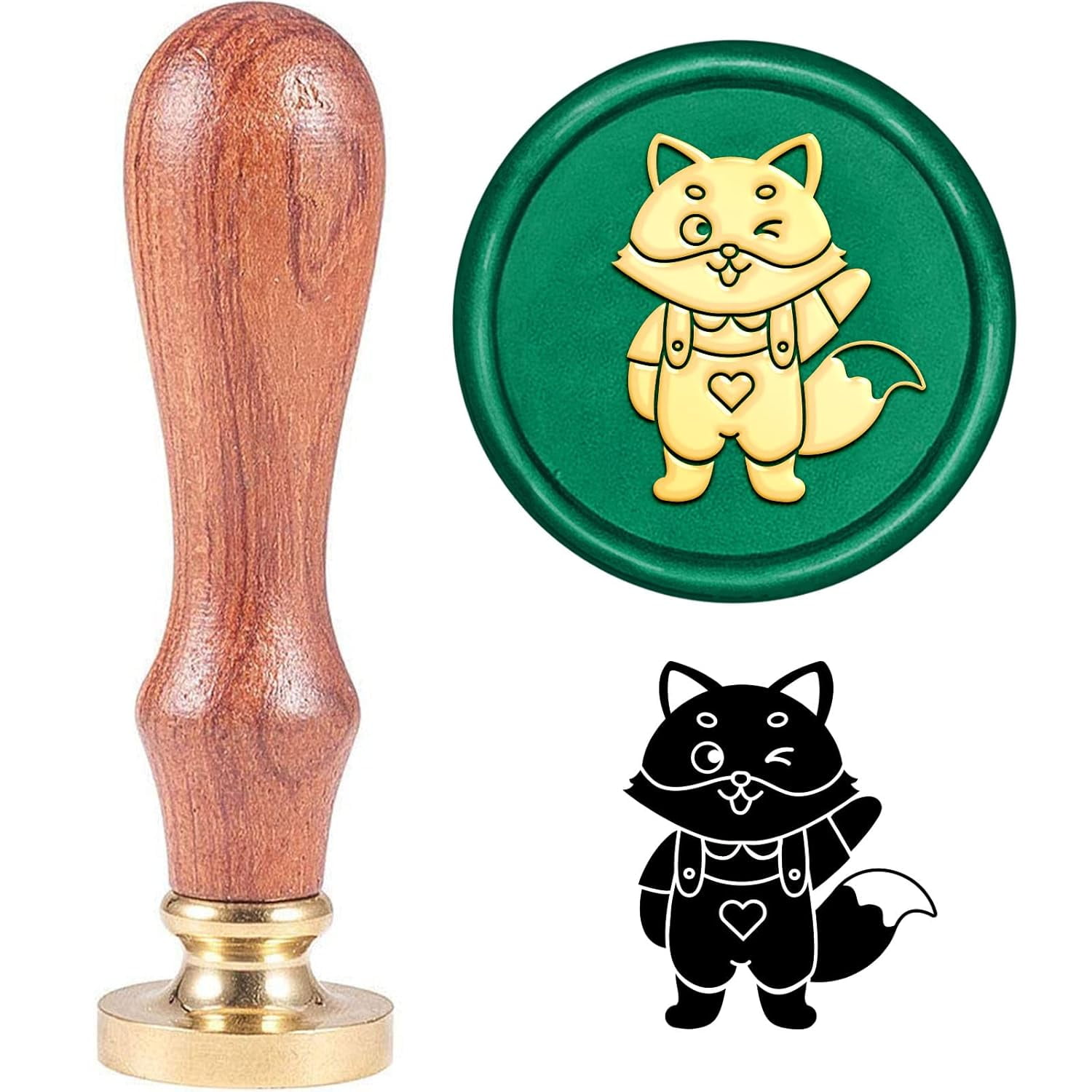 Brass Seal Stamp with Handle for DIY Scrapbooking Fox Pattern 3.5x1.18 ...