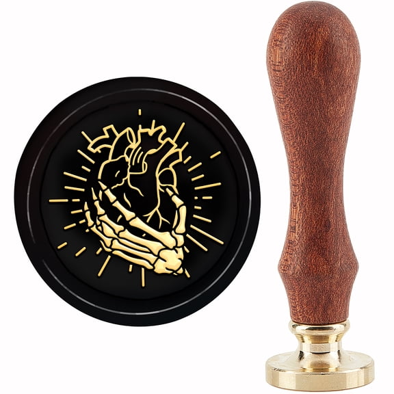 Brass Seal Stamp with Handle for DIY Scrapbooking Heart Pattern 89x30mm