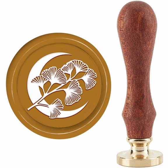 Brass Seal Stamp with Handle for DIY Scrapbooking Moon Pattern 3.5x1.18 inch(8.9x3cm) for DIY
