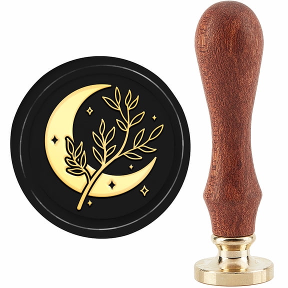 Brass Seal Stamp with Handle for DIY Scrapbooking Moon Pattern 89x30mm for DIY