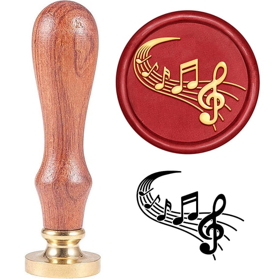Brass Seal Stamp with Handle for DIY Scrapbooking Musical Note Pattern 3.5x1.18 inch(8.9x3cm)