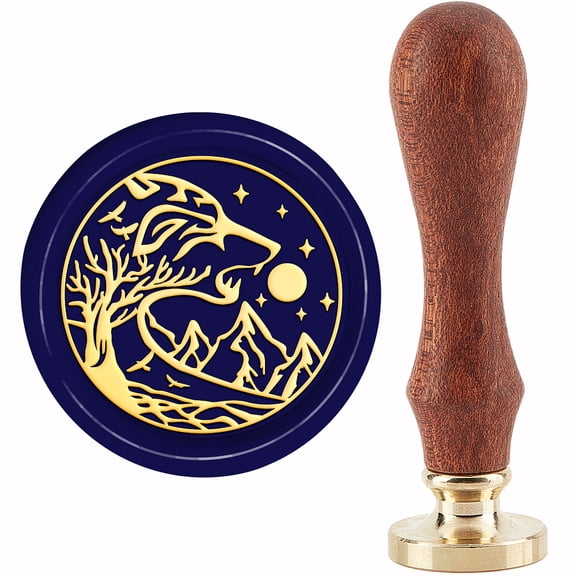 Brass Seal Stamp with Handle for DIY Scrapbooking Wolf Pattern 3.5x1.18 inch(8.9x3cm)
