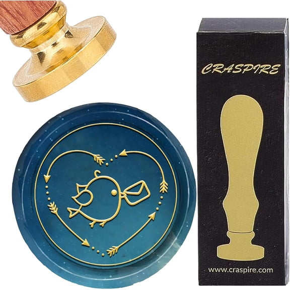 Brass Seal Stamp with Wood Handle for DIY Scrapbooking Bird 25mm