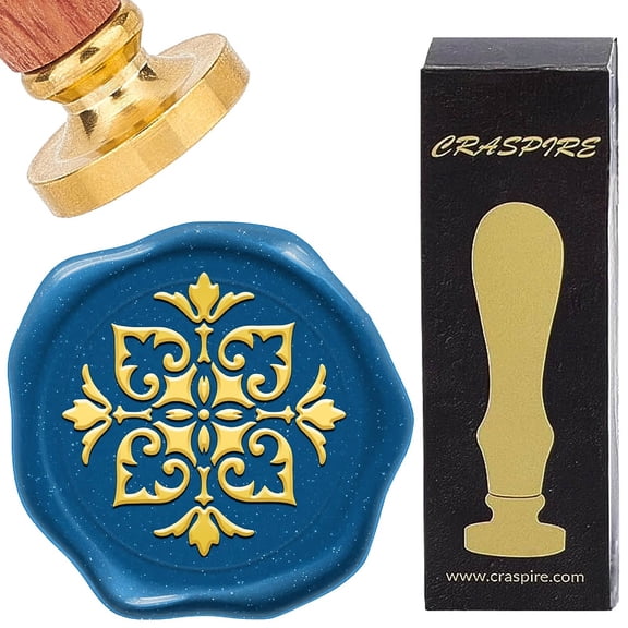 Brass Seal Stamp with Wood Handle for DIY Scrapbooking Floral 25mm for DIY