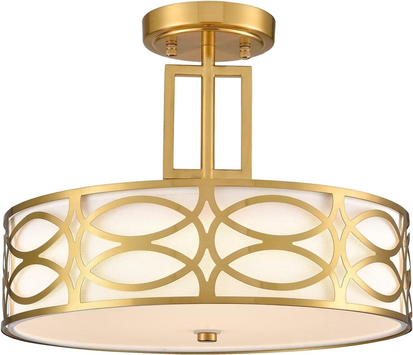 Brass Semi-Flush Mount Ceiling Light Dimmable LED Ceiling Light Fixture ...