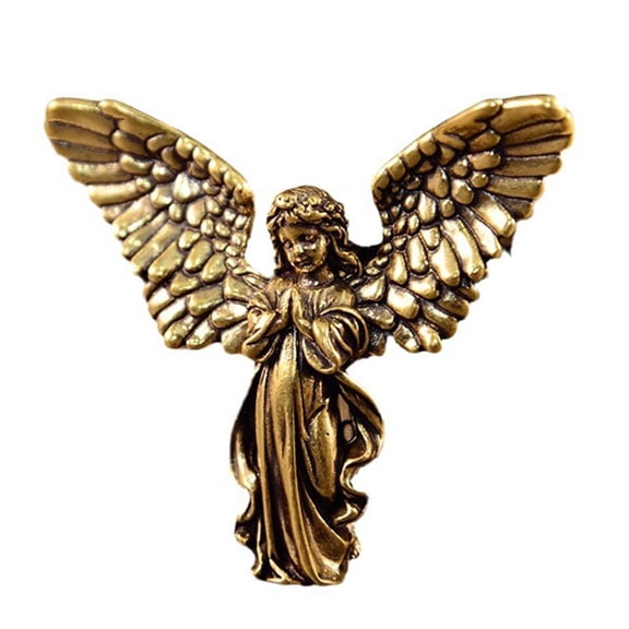 Brass Seraphim Angel Figurine Winged Figurines Miniatures Desktop Handcrafted Home Office Desk Decoration