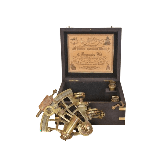 Brass Sextant Handheld Nautical Sextant With Wooden Box Christmas Day Gift Birthday Gift