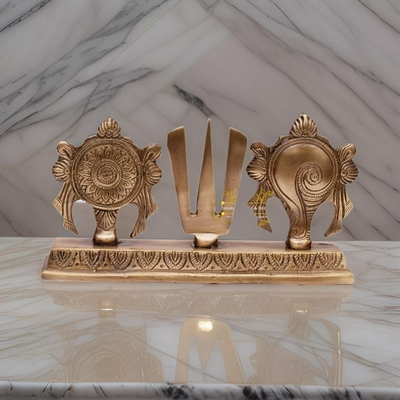 Brass Shankh Chakra Namah Showpiece