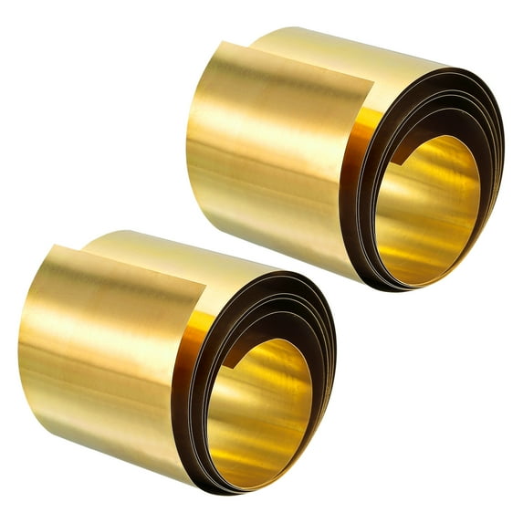 Brass Sheet Roll, Metal Foil Plate 1000mm x 60mm x 0.1mm, 2 Pack