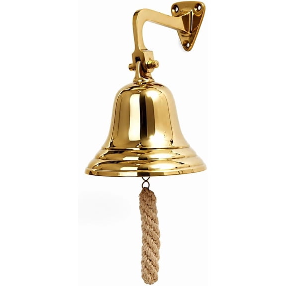 Brass Ship Bell Polished Premium Nautical Boat's Bell Maritime - Jumbo Bells Rustic Vintage Home Decor Gifts (3X5 Brass Ship Bell)