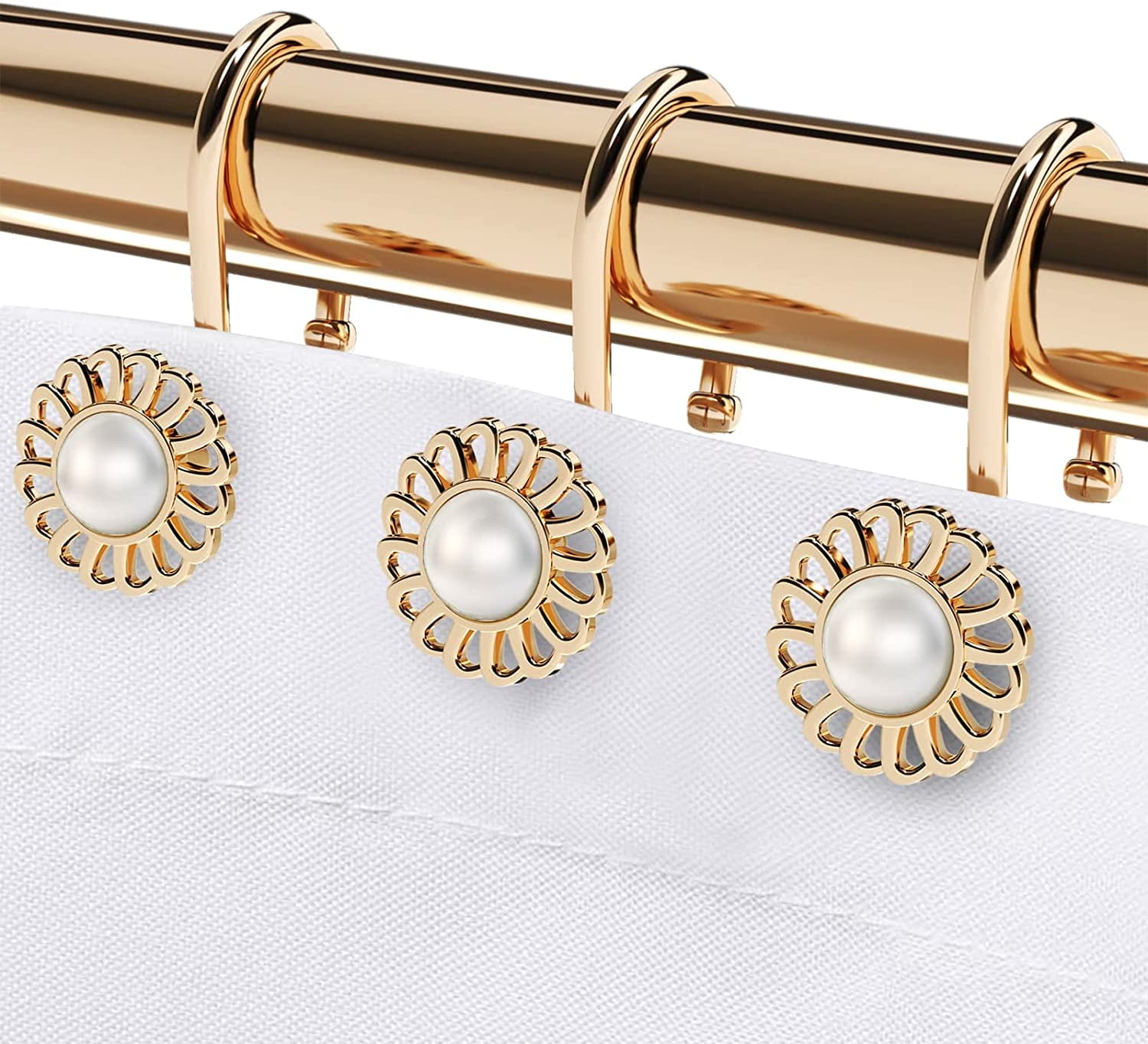 Brass Shower Curtain Hooks Rings, Decorative Shower Curtain Hangers ...