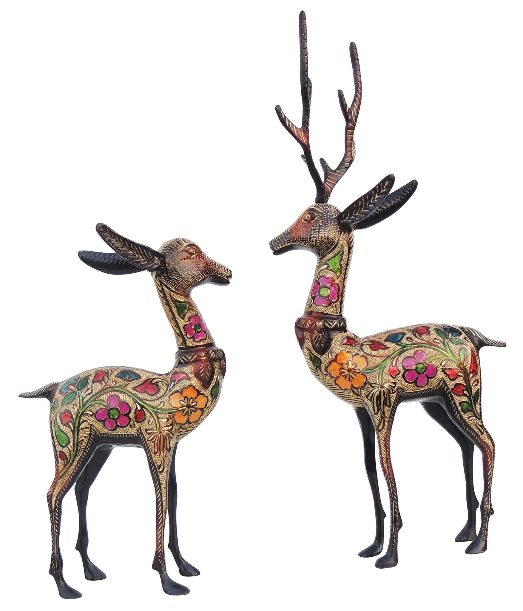 Brass Showpiece Bakri Black Meena 2.72kg, Vintage Brass Deer, Brass