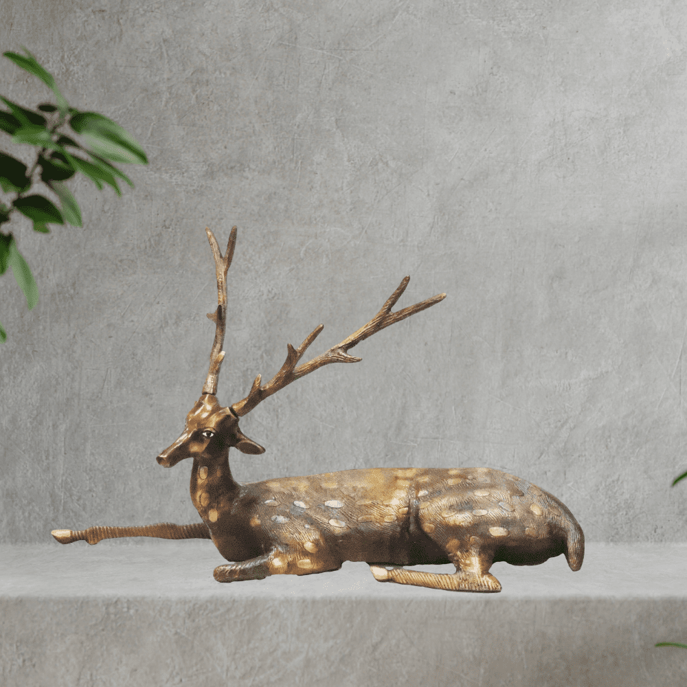 Brass Showpiece Deer 5.13kg, Vintage Brass Deer, Brass Deer Figurines