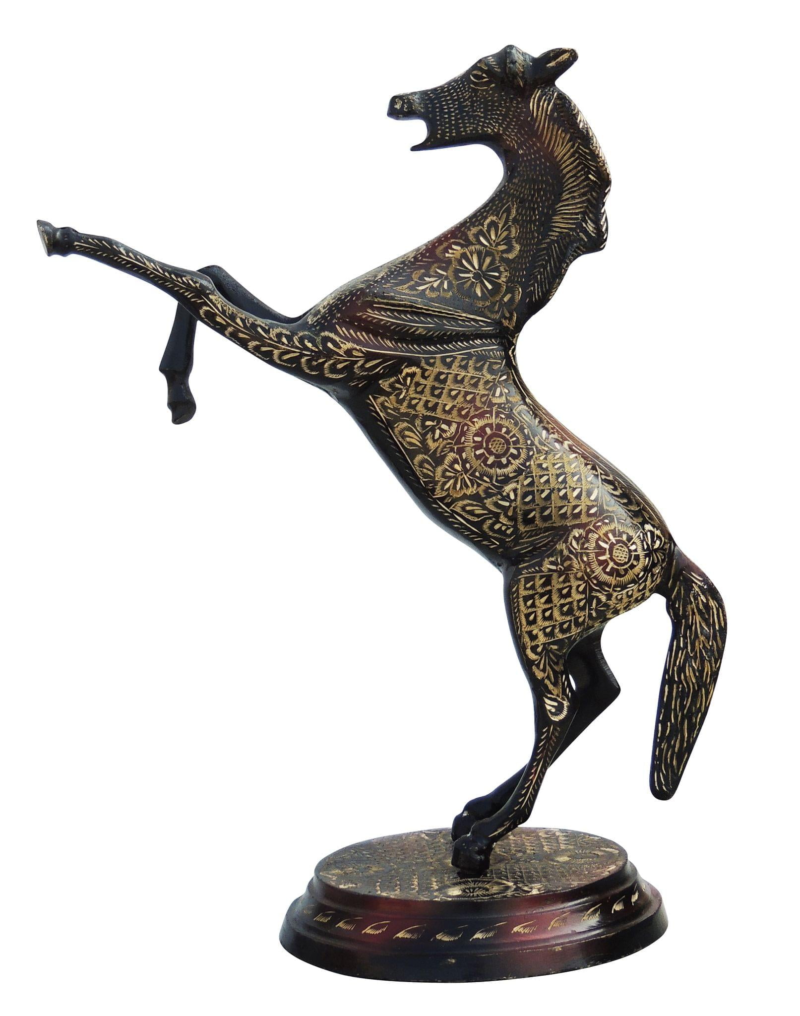 Brass Showpiece Jumping Horse 3.82kg, Brass Horse Statue, Antique