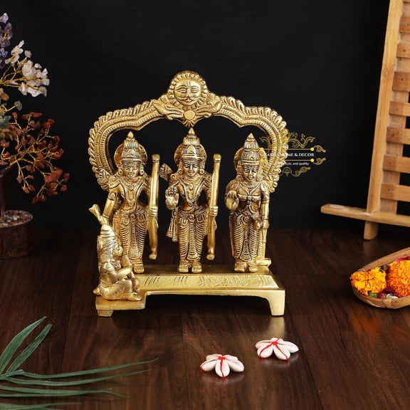 Brass Shree Ram Darbar Murti for Home Decor Bhagwan Ram Darbar with Sita Laxman Hanuman Idol Statue