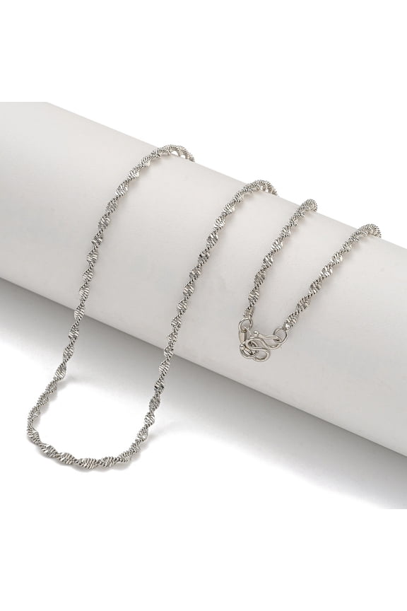 Brass Singapore Chain Necklaces for Women Real Platinum Plated 17.76 inch(45.1cm) 2mm