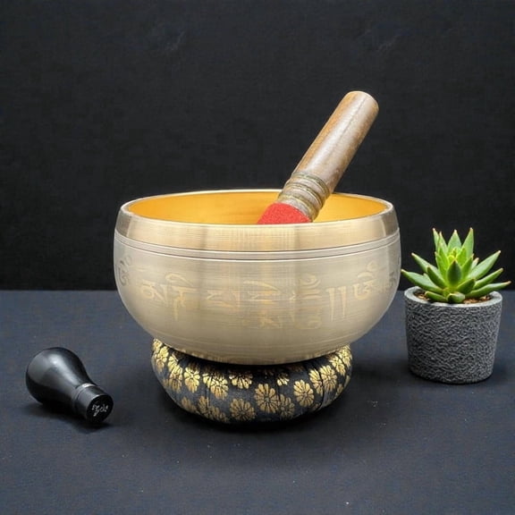 Brass Singing Bowl for Meditation & Sound Healing | Traditional Tibetan Style | Deep Resonance | Ideal for Yoga, Mindfulness & Spiritual Use (3.5 inch)