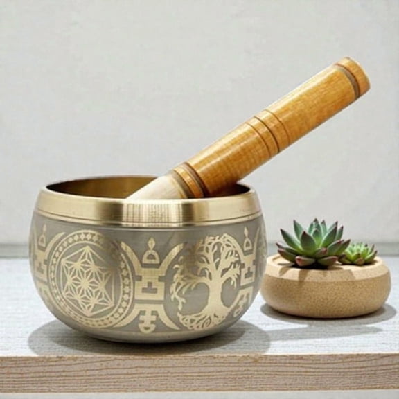 Brass Singing Bowl for Meditation & Sound Healing | Traditional Tibetan Style | Deep Resonance | Ideal for Yoga, Mindfulness & Spiritual Use (4.5 inch)