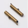 thumbnail image 1 of Brass Slide On End Clasp Tubes Slider End Caps Antique Bronze, 1 of 2