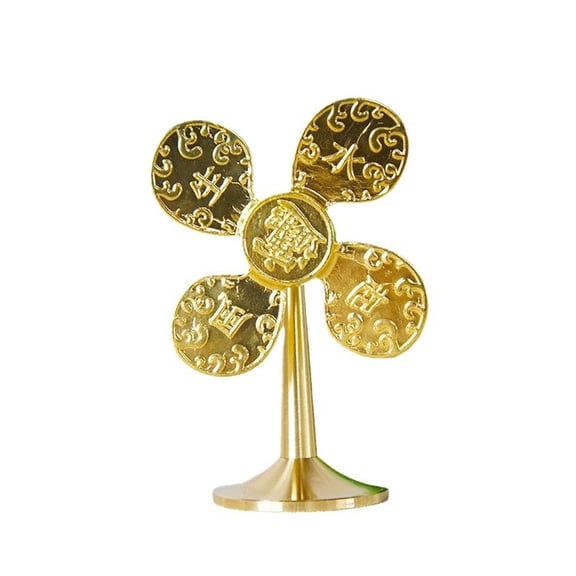 Brass Small Windmill Model Statue Sculpture Vintage Antiqued Metal Pinwheels Luck Wealth Home and Desktops Decors