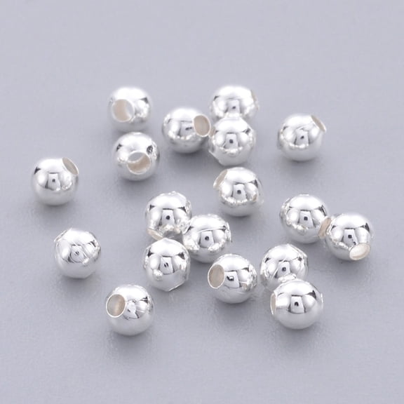 Brass Smooth Round Beads Seamed Spacer Beads Silver Color Plated 4mm Hole: 1mm