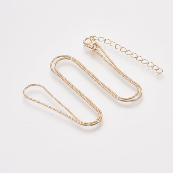 Brass Snake Chain Necklaces with Lobster Claw Clasps Light golden 18.5 inch(47.2cm) 1.2mm
