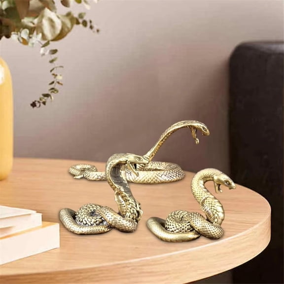 Brass Snake Figurine Vintage Chinese Zodiac Snake Figurine Metal Sculpture Feng Shui Desktop Ornament Brass Mini Statue
