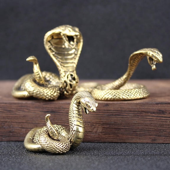 Brass Snake Figurine Vintage Chinese Zodiac Snake Figurine Metal Sculpture Feng Shui Desktop Ornament Brass Mini Statue