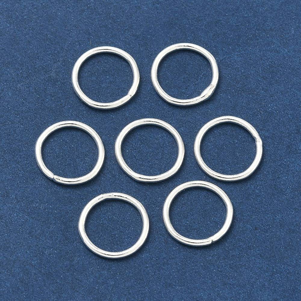 Brass Soldered Closed Jump Rings Round Cadmium Free & Lead Free Silver Color Plated 18 Gauge 10x1mm Inner Diameter: 8mm Hole: 8mm