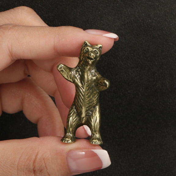 Brass Solid Bear Figurine Small Statue Home Ornament Figurines Collectibles