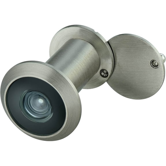 Brass Solid Brass HD Glass Lens 220-degree Door Viewer Peephole with Privacy Cover, Brushed Satin Nickel Finish