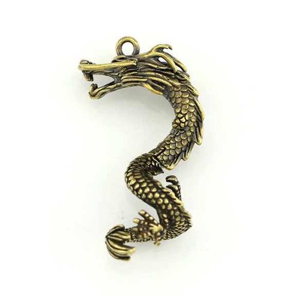 Brass Solid Dragon Pendant Figurine Small Statue Home Ornament Collectibles