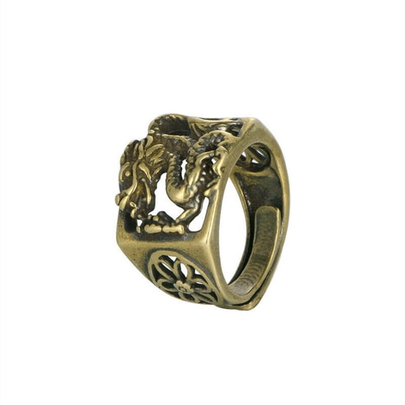 Brass Solid Dragon Ring Figurine Statue Home Ornament Figurines Collectibles