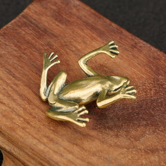 Brass Solid Frog Figurine Small Statue House Decoration Animal Figurines Toys