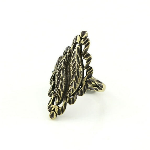 Brass Solid Leaf Ring Figurine Small Statue Home Ornament Figurines Collectibles