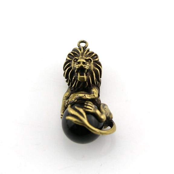 Brass Solid Lion Figurine Small Statue Home Ornament Figurines Collectibles