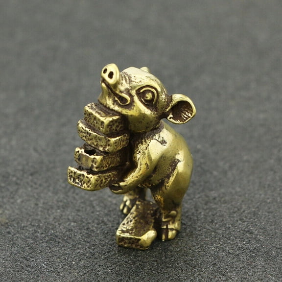 Brass Solid Pig Figurines Small Pig Statue House Ornament Animal Figurine