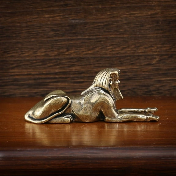 Brass Sphinx Figurine Vintage Style Sculpture Ornament Ancient Egypt Decor Office Table Home Decoration Collectible Statue