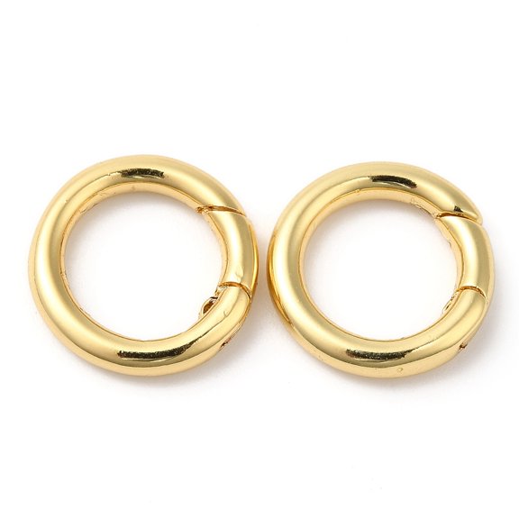 Brass Spring Gate Rings Cadmium Free & Lead Free Long-Lasting Plated Ring Real 18K Gold Plated 15x14.5x3mm
