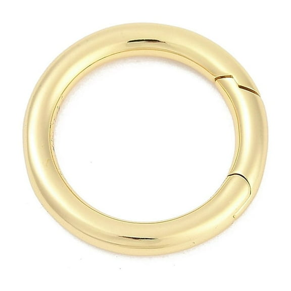 Brass Spring Gate Rings Round Real 18K Gold Plated 23x3.5mm