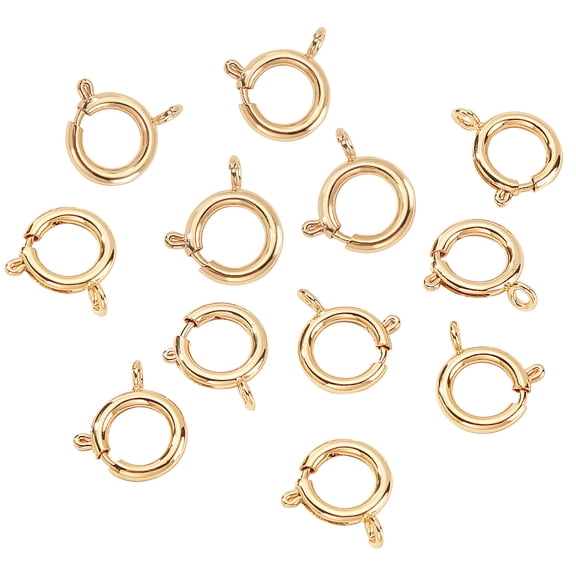 Brass Spring Ring Clasps Long-Lasting Plated Real 18K Gold Plated 19x16x2.5mm Hole: 2.3mm 12pcs/box