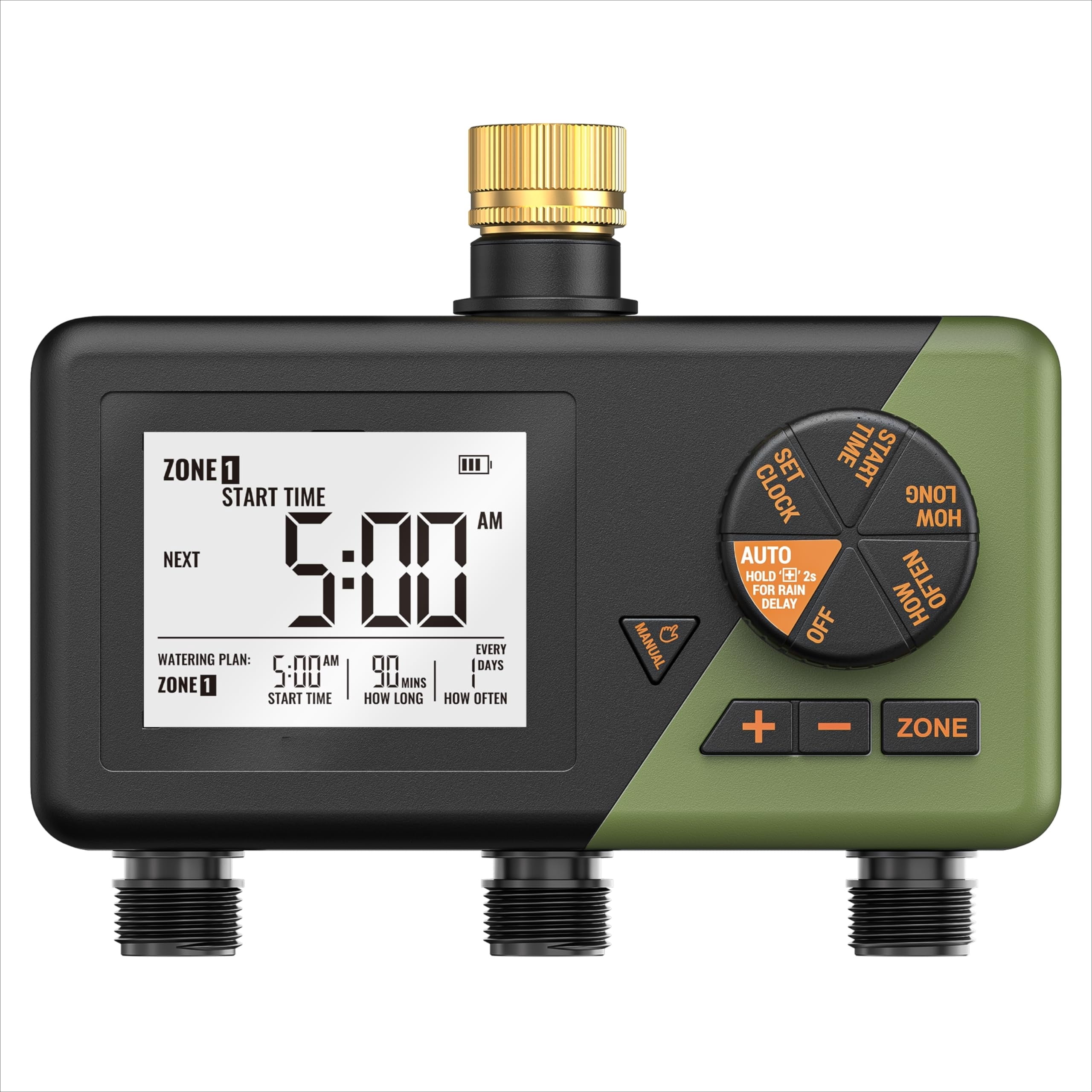 Brass Sprinkler Timer 2 Zone, IP66 Waterproof Programmable Water Hose ...