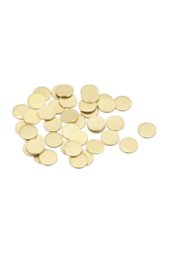 Brass Stamping Blank Round Metal DIY Tag 8mm Dia 1mm Thick for Craft, Pendant Decoration, Pack of 40