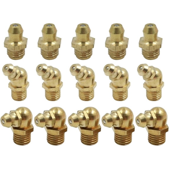 Brass Straight 45 90 Degree Angle Grease Nipple Fittings Kit for Car 5 Set - M8