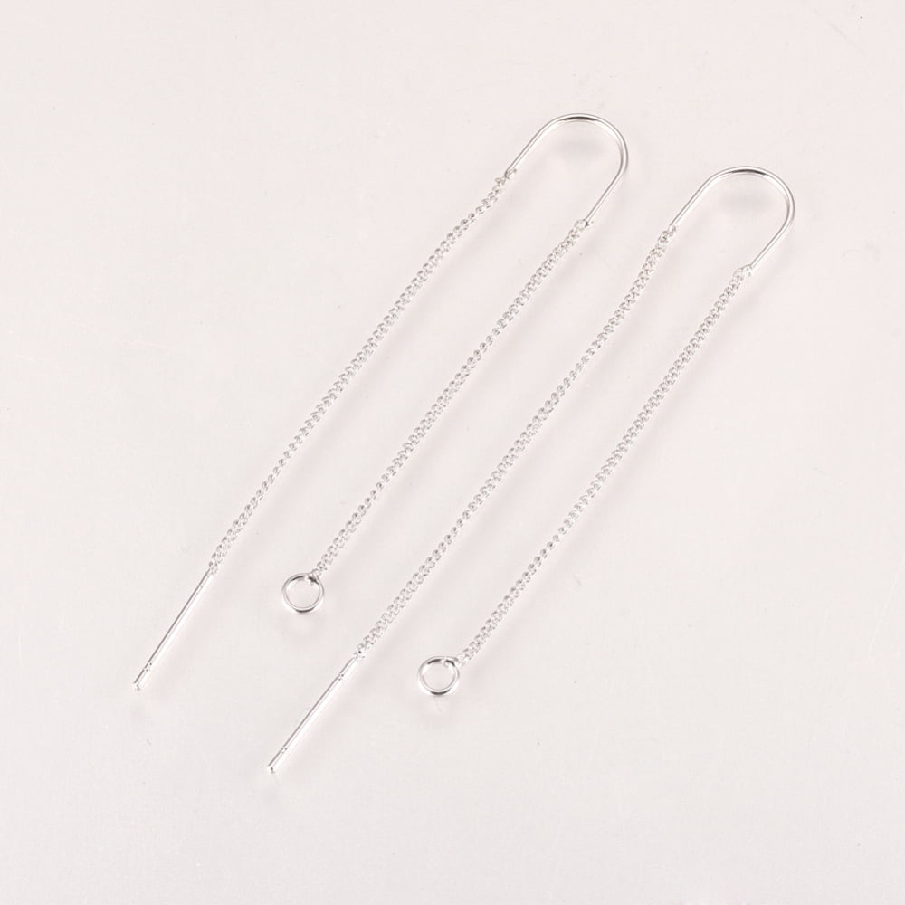 Brass Stud Earring Findings with Loop Ear Threads Nickel Free Real Platinum Plated 103mm Hole: 2mm Pin: 0.8mm