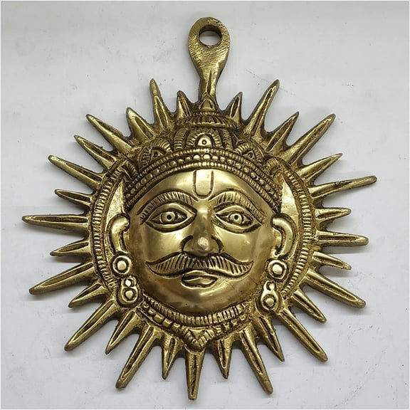 Brass Sun Wall Hanging Vastu Sun Idol Indian Wall Hanging Showpiece Office Decor Temple Decor Lord Sun Face Hanging Handmade Brass Hanging Decor Wall Art - AtoZ India Cart